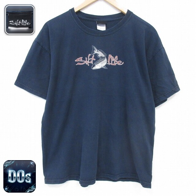 00s 半袖Tシャツ 魚 ブラック メンズXL相当 | 古着