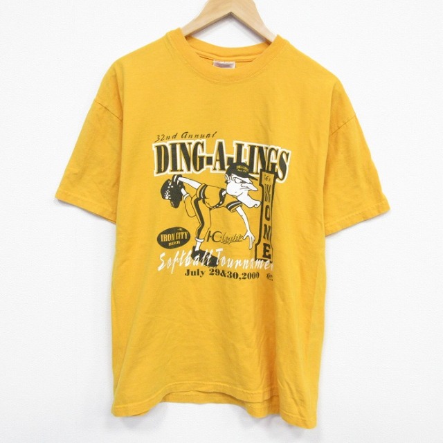ヘインズ 00s 半袖Tシャツ ソフトボール イエロー L | 古着