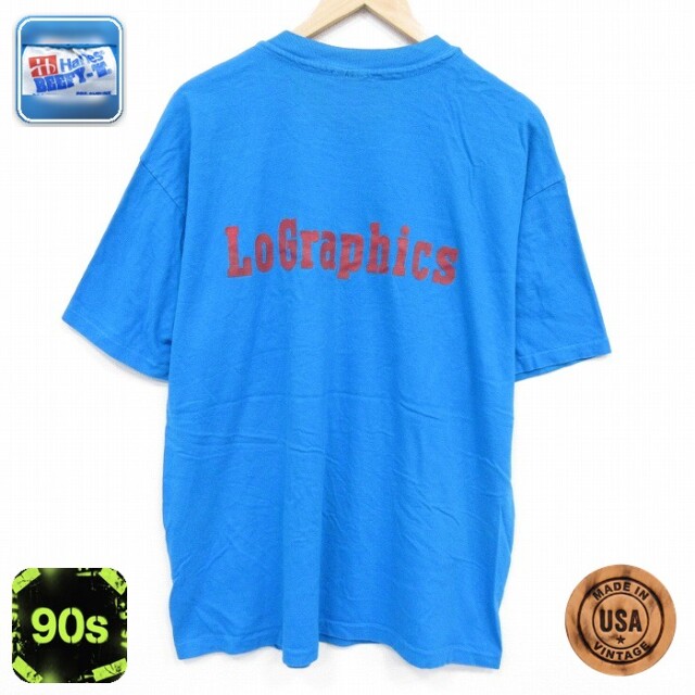 ヘインズ 90s 半袖Tシャツ グラフィック ブルー メンズXL相当 | 古着