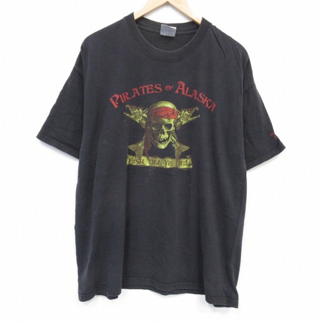 00s 半袖Tシャツ 海賊 ブラック メンズXL相当 | 古着