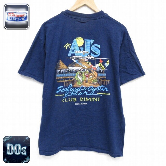 ヘインズ 00s 半袖Tシャツ AJs ネイビー メンズL相当 | 古着