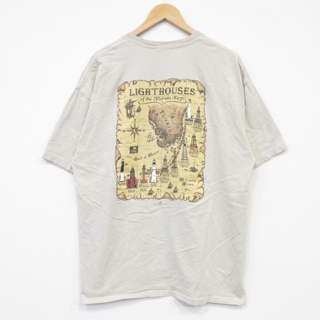00s 半袖Tシャツ 灯台 ベージュ メンズXL相当 | 古着