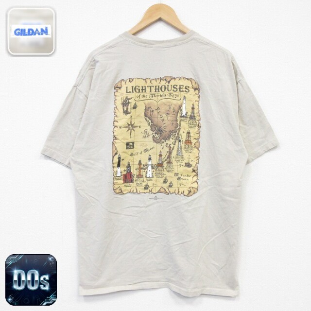 00s 半袖Tシャツ 灯台 ベージュ メンズXL相当 | 古着