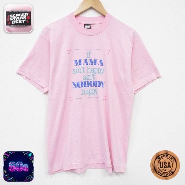 スクリーンスターズ 80s 半袖Tシャツ MAMA ピンク メンズL相当 | 古着