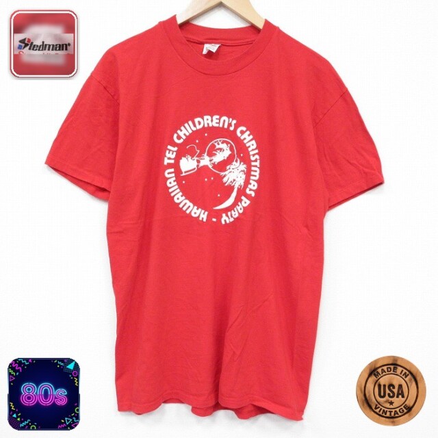 80s 半袖Tシャツ クリスマス レッド メンズXL相当 | 古着