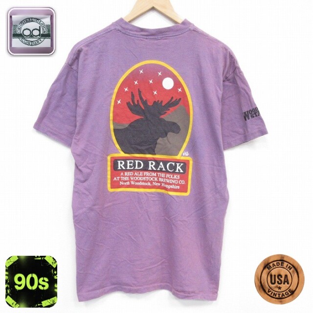 90s 半袖Tシャツ レッドブラックビール フェード パープル メンズL相当 | 古着