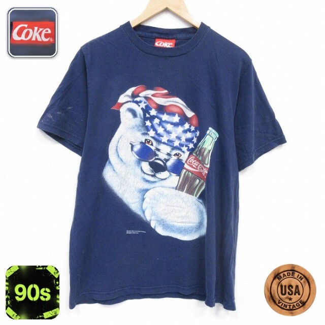 90s 半袖Tシャツ コーラ ネイビー メンズL相当 | 古着