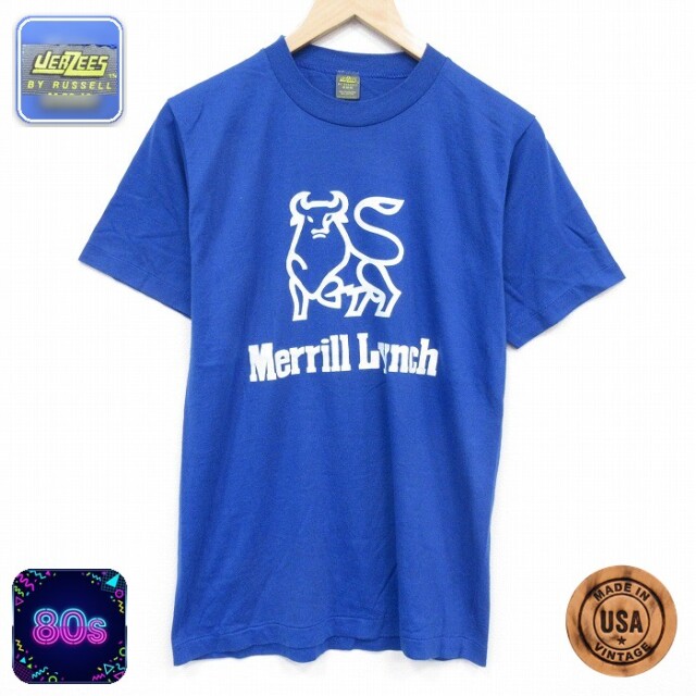 80s 半袖Tシャツ Merrill ブルー メンズM相当 | 古着