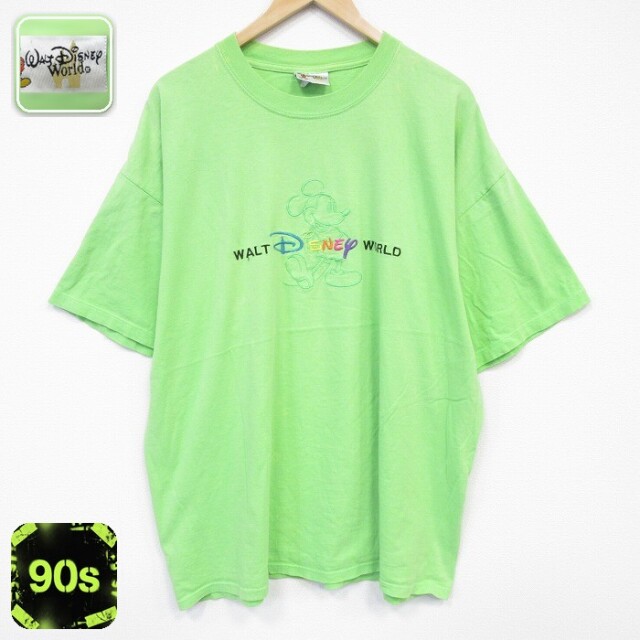 ディズニー 90s 半袖Tシャツ ミッキー グリーン メンズXL相当 | 古着