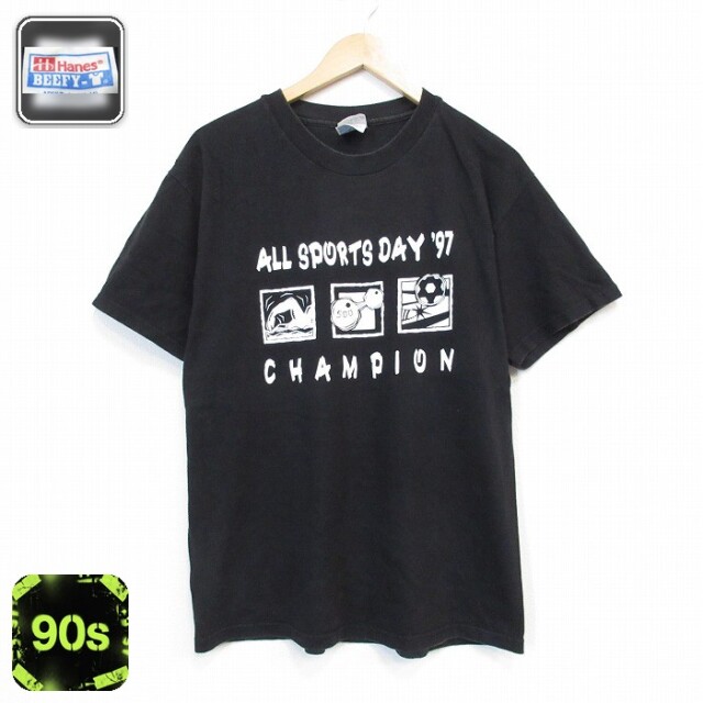 ヘインズ 90s 半袖Tシャツ スポーツ ブラック メンズL相当 | 古着