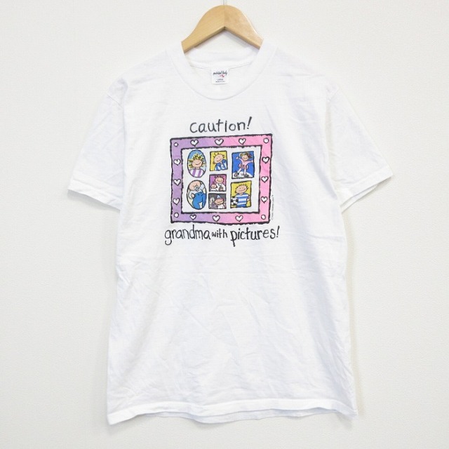 90s 半袖Tシャツ caution ホワイト メンズM相当 | 古着
