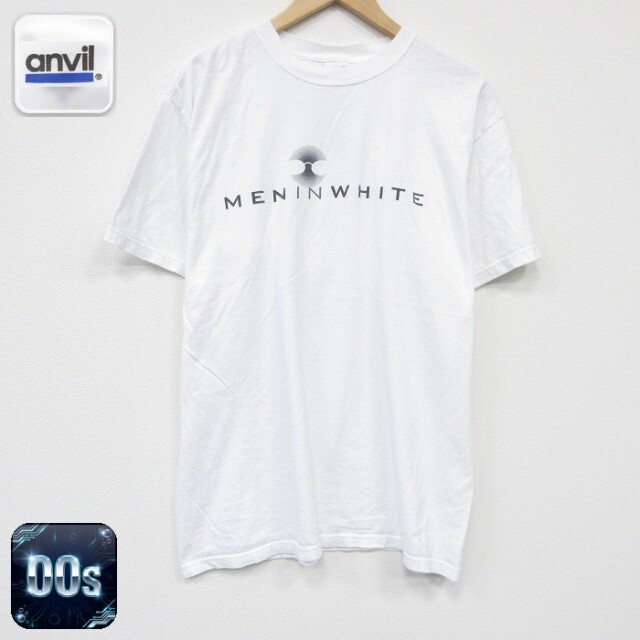 00s 半袖Tシャツ MENINWHITEプリント ホワイト メンズL相当 | 古着