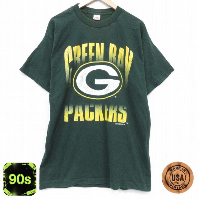【20%OFF】フルーツオブザルーム 90s 半袖Tシャツ グリーンベイペッカーズ グリーン メンズXL相当 | 古着