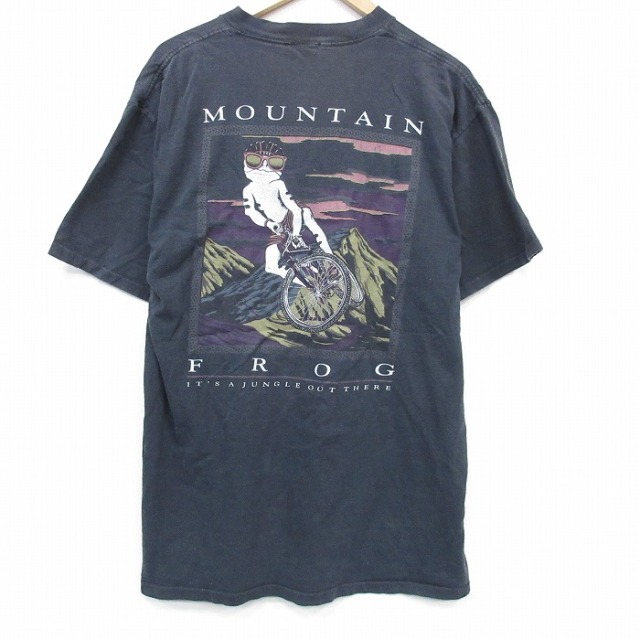 90s 半袖Tシャツ マウンテンフロッグ ブラック メンズL相当 | 古着