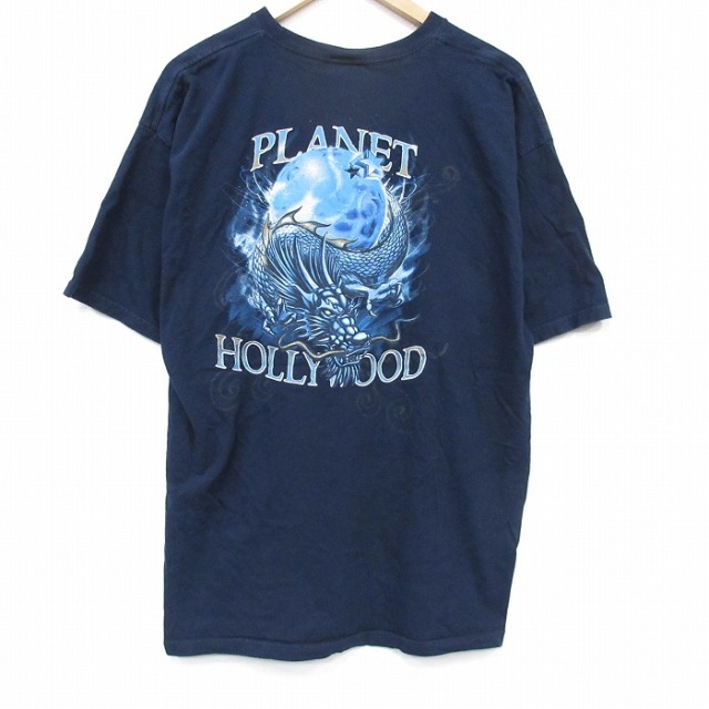 00s 半袖Tシャツ プラネットハリウッド ネイビー メンズL相当 | 古着