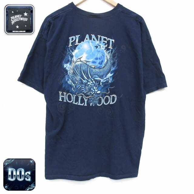 00s 半袖Tシャツ プラネットハリウッド ネイビー メンズL相当 | 古着
