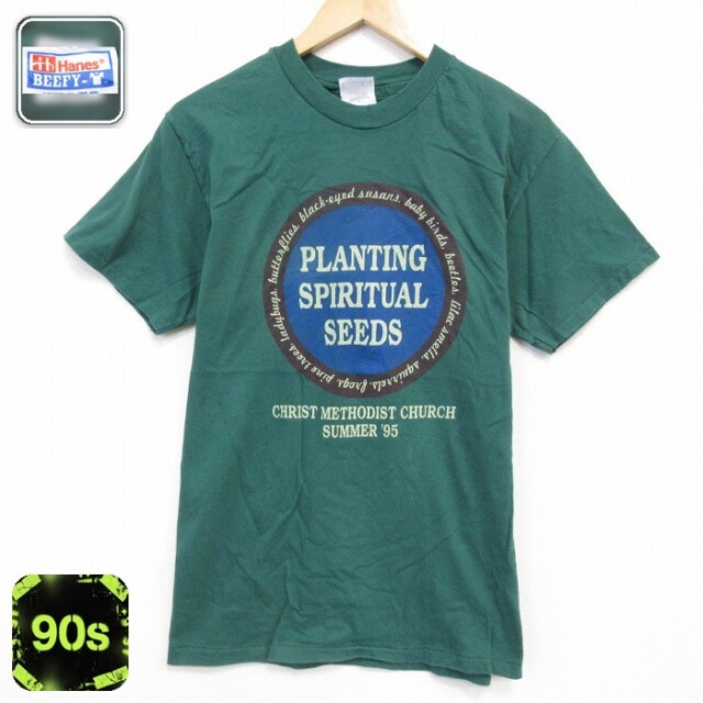 ヘインズ 90s 半袖Tシャツ PLANTING グリーン メンズM相当 | 古着