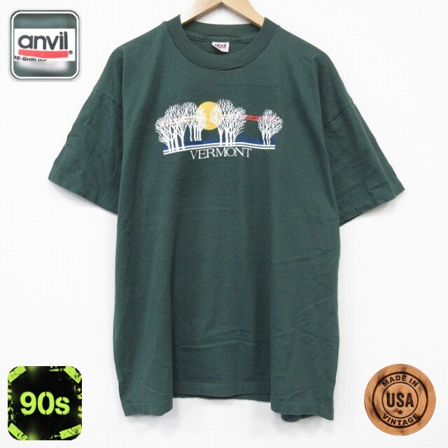 90s 半袖Tシャツ バーモント グリーン メンズXL相当 | 古着