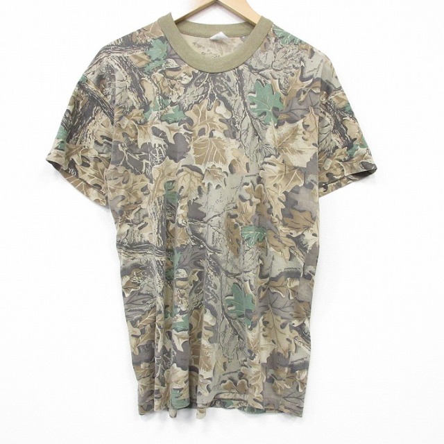 80s 半袖Tシャツ 迷彩 ベージュ メンズL相当 | 古着