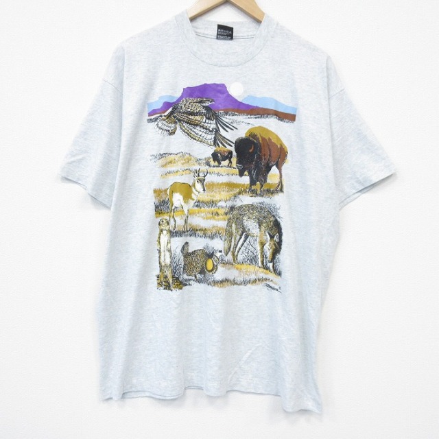 スクリーンスターズ 80s 半袖Tシャツ シカキツネ グレー メンズXL相当 | 古着