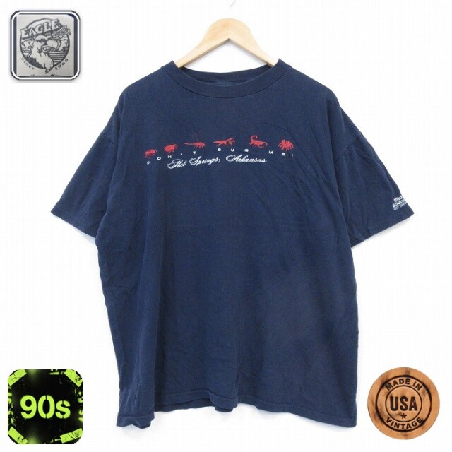90s 半袖Tシャツ カマキリ ネイビー メンズXL相当 | 古着