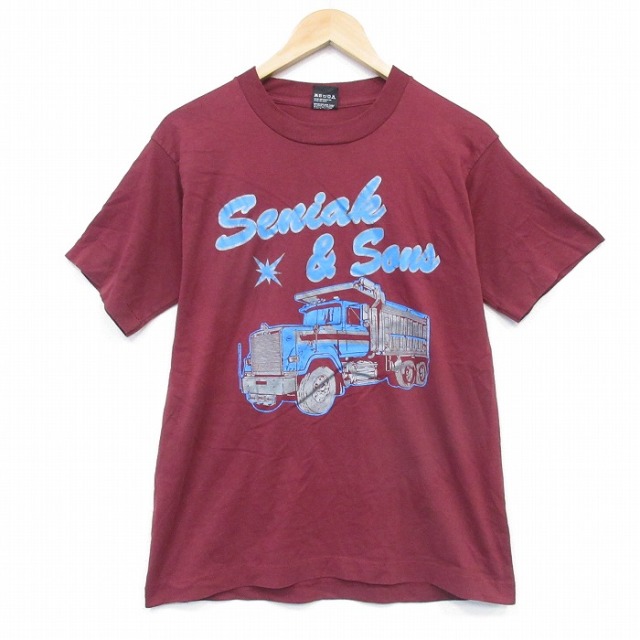 スクリーンスターズ 80s 半袖Tシャツ トラック バーガンディ メンズM相当 | 古着