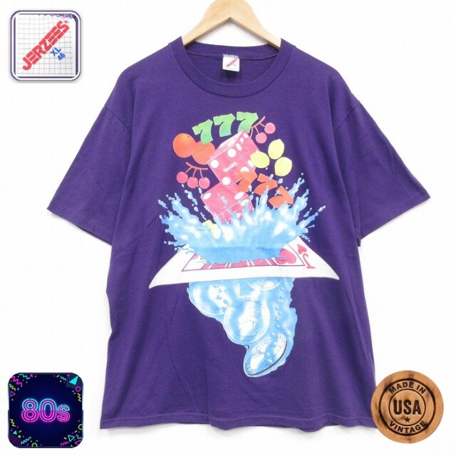 【20%OFF】80s 半袖Tシャツ カジノ パープル メンズXL相当 | 古着