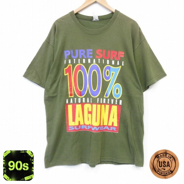 90s 半袖Tシャツ LAGUNA カーキ メンズXL相当 | 古着