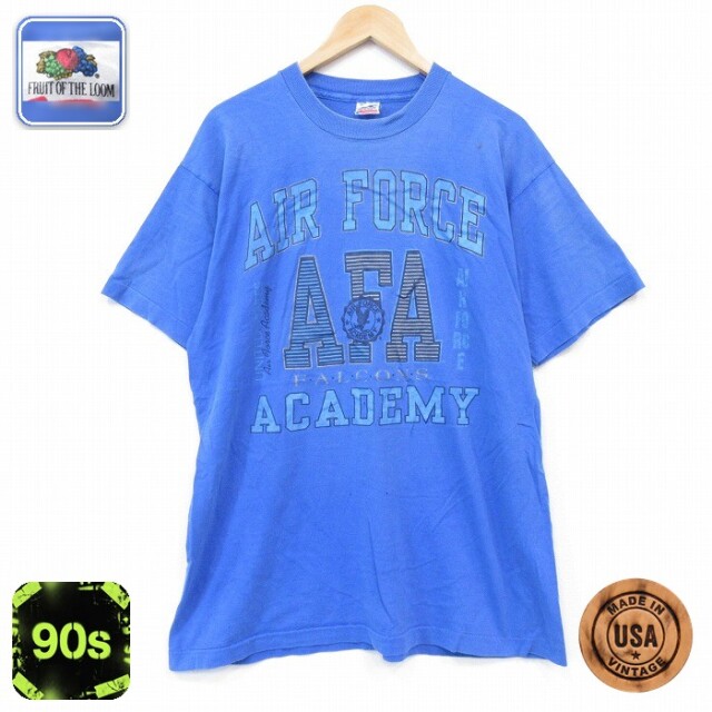 【20%OFF】フルーツオブザルーム 90s 半袖Tシャツ ミリタリーエアフォース ブルー メンズXL相当 | 古着