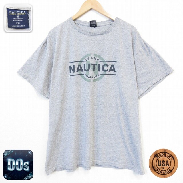 ノーティカ 00s 半袖Tシャツ ビッグロゴ グレー メンズXL相当 | 古着