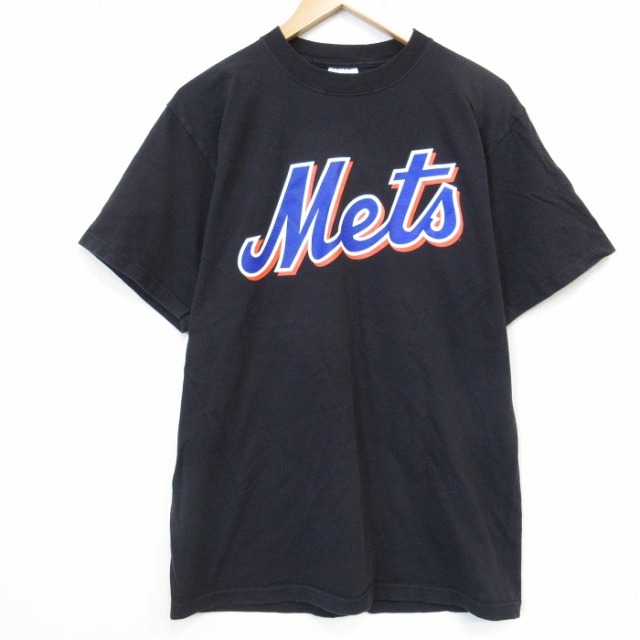 マジェスティック 00s 半袖Tシャツ ニューヨークメッツペドロマルティネスプリント ブラック メンズL相当 | 古着