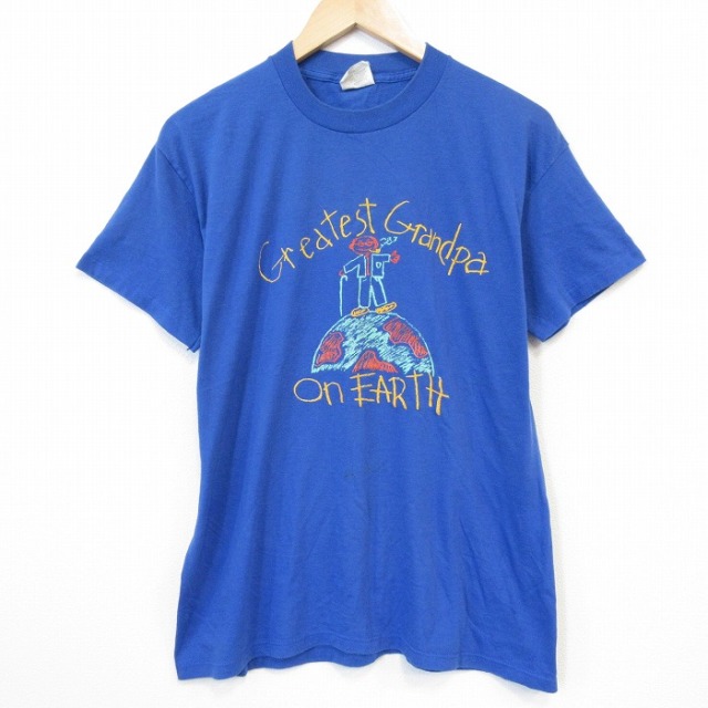 【20%OFF】80s 半袖Tシャツ 地球 ブルー メンズL相当 | 古着