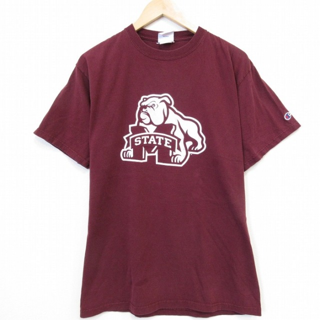 チャンピオン 00s 半袖Tシャツ ブルドッグ バーガンディ メンズL相当 | 古着