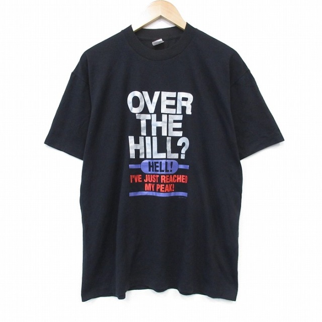 80s 半袖Tシャツ メッセージ ブラック メンズL相当 | 古着