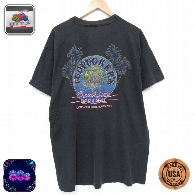 フルーツオブザルーム 80s 半袖Tシャツ ウォルトンビーチ ブラック メンズXL相当 | 古着