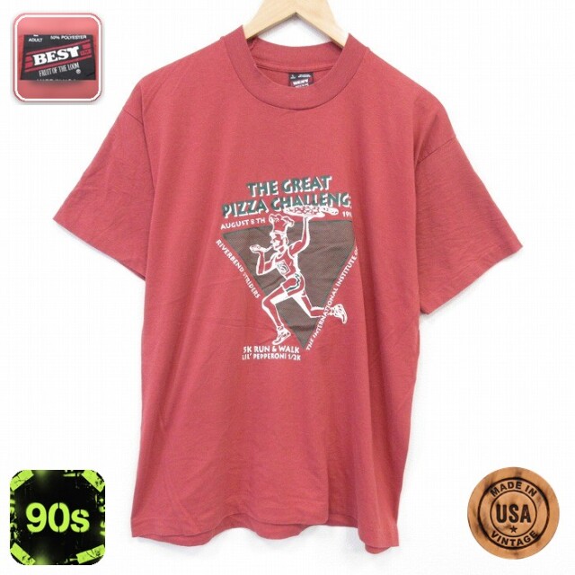 【20%OFF】フルーツオブザルーム 90s 半袖Tシャツ マラソン企業広告 レッド メンズL相当 | 古着