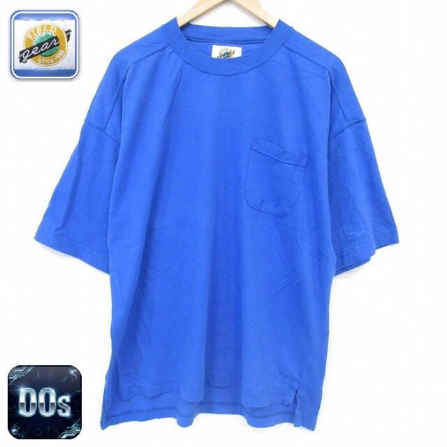 00s 半袖Tシャツ 胸ポケット付き ブルー メンズXL相当 | 古着