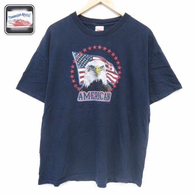 半袖Tシャツ 鳥 ネイビー メンズXL相当 | 古着