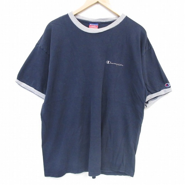 00s 半袖Tシャツ ワンポイントロゴ ネイビー メンズXL相当 | 古着