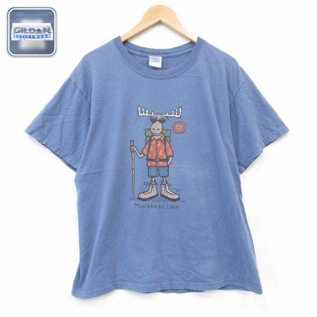 00s 半袖Tシャツ シカ ネイビー メンズXL相当 | 古着