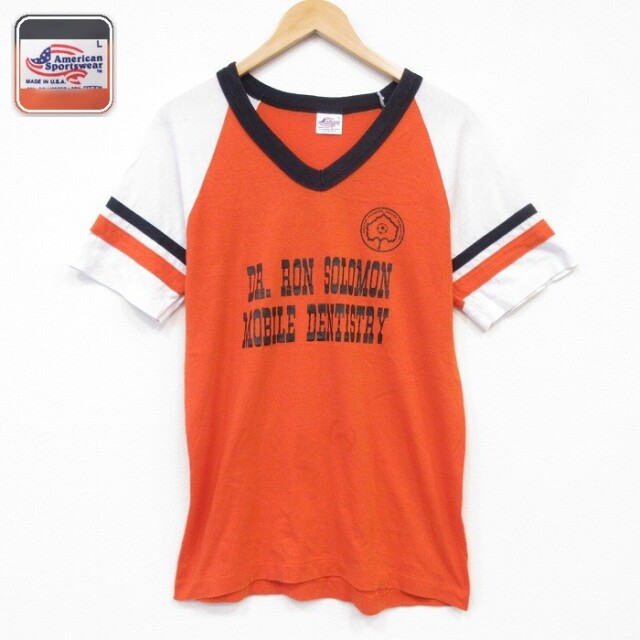 80s 半袖Tシャツ サッカー オレンジ メンズM相当 | 古着