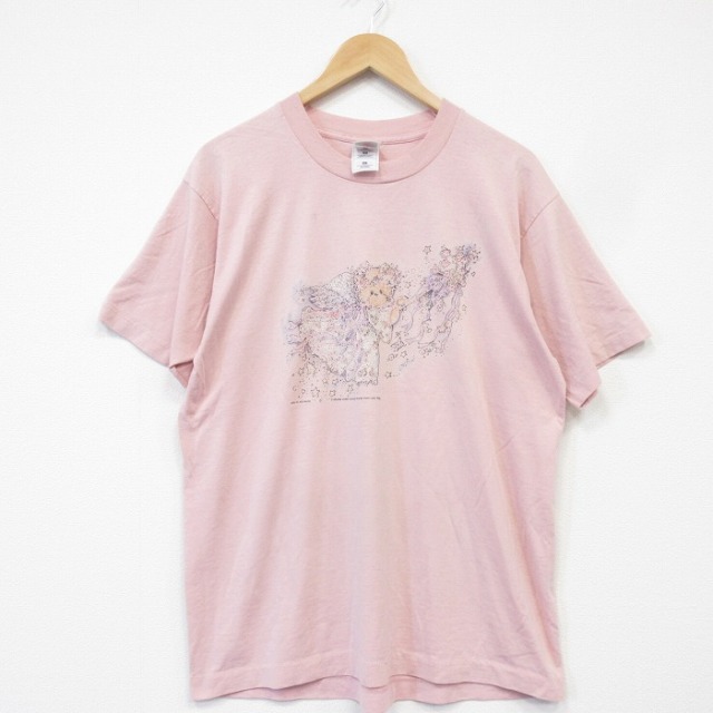 90s 半袖Tシャツ クマ ピンク メンズL相当 | 古着