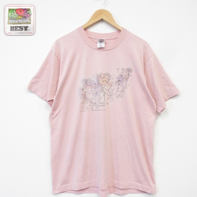 90s 半袖Tシャツ クマ ピンク メンズL相当 | 古着
