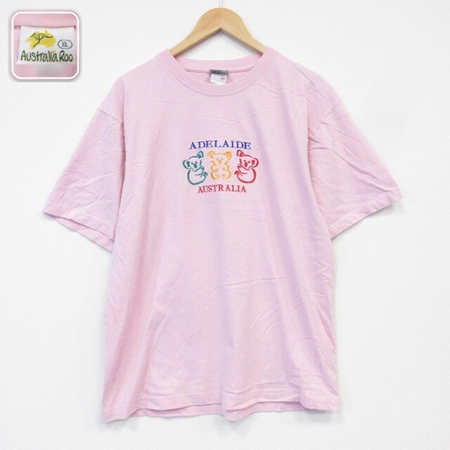 00s 半袖Tシャツ オーストラリア刺繍 ピンク メンズXL相当 | 古着