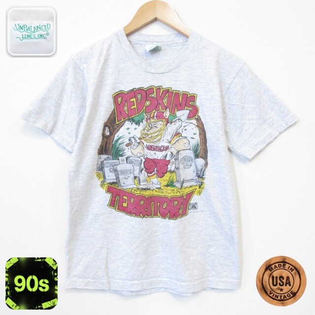 【20%OFF】90s 半袖Tシャツ ワシントンレッドスキンズ グレー メンズM相当 | 古着