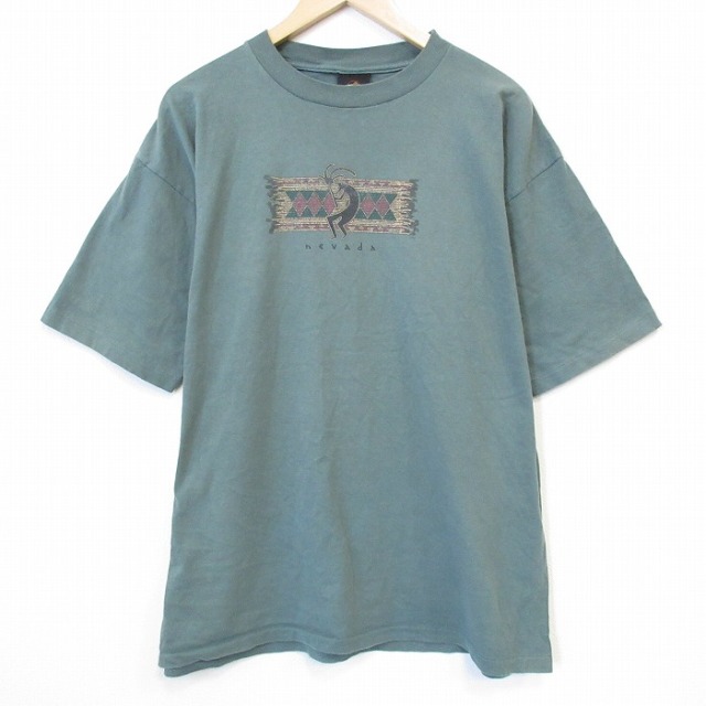 90s 半袖Tシャツ ココペリ ホピ族 カーキ メンズXL相当 | 古着