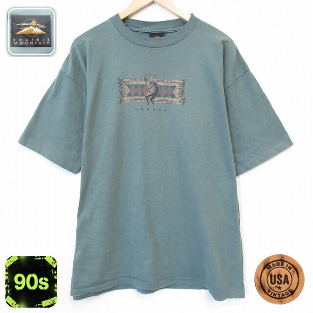 90s 半袖Tシャツ ココペリ ホピ族 カーキ メンズXL相当 | 古着