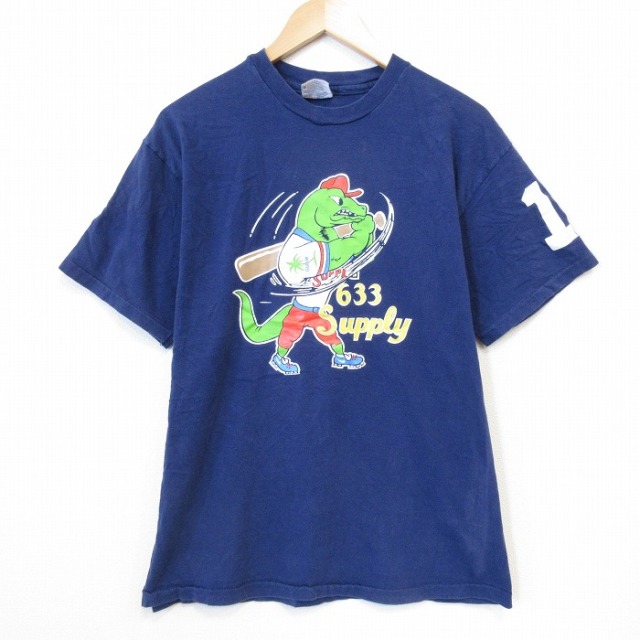 ヘインズ 90s 半袖Tシャツ ワニ ネイビー メンズL相当 | 古着