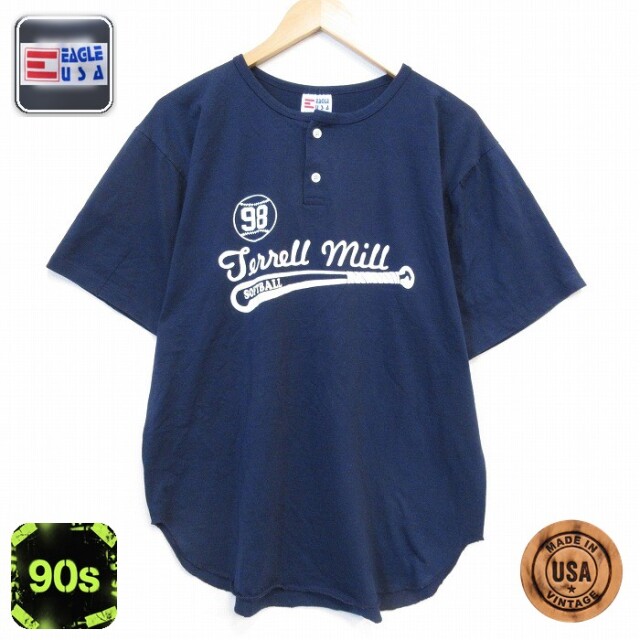 90s 半袖Tシャツ ソフトボール ネイビー メンズXL相当 | 古着