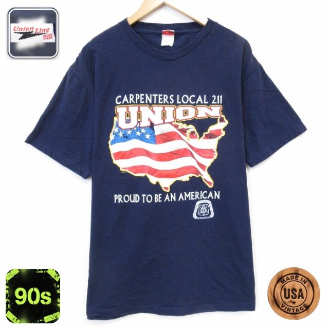 90s 半袖Tシャツ ユニオン ネイビー メンズXL相当 | 古着